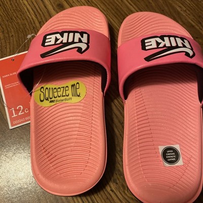 Nike Kawa (GS/PS) Little Kids' Slides, 12C, Sunset Pulse-White DD3242-600