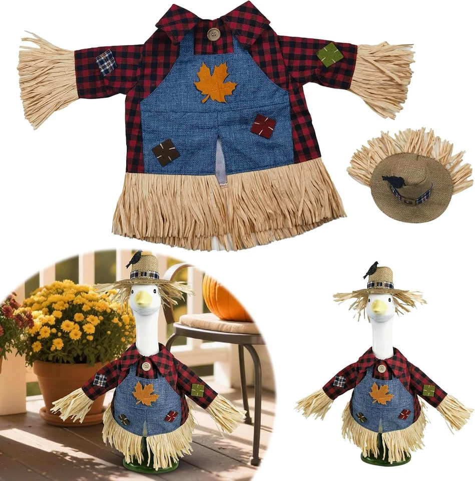 Trajes de ganso espantapájaros porche para estatua de césped de 23 pulgadas, disfraz para plástico/hombres Foto 3 de 4