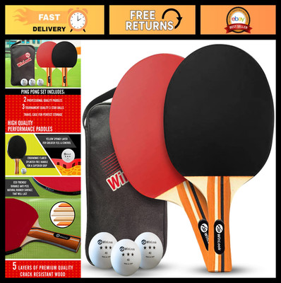 Portable Table Tennis Paddle Set - Professional Ping Pong Paddles, Case & Balls