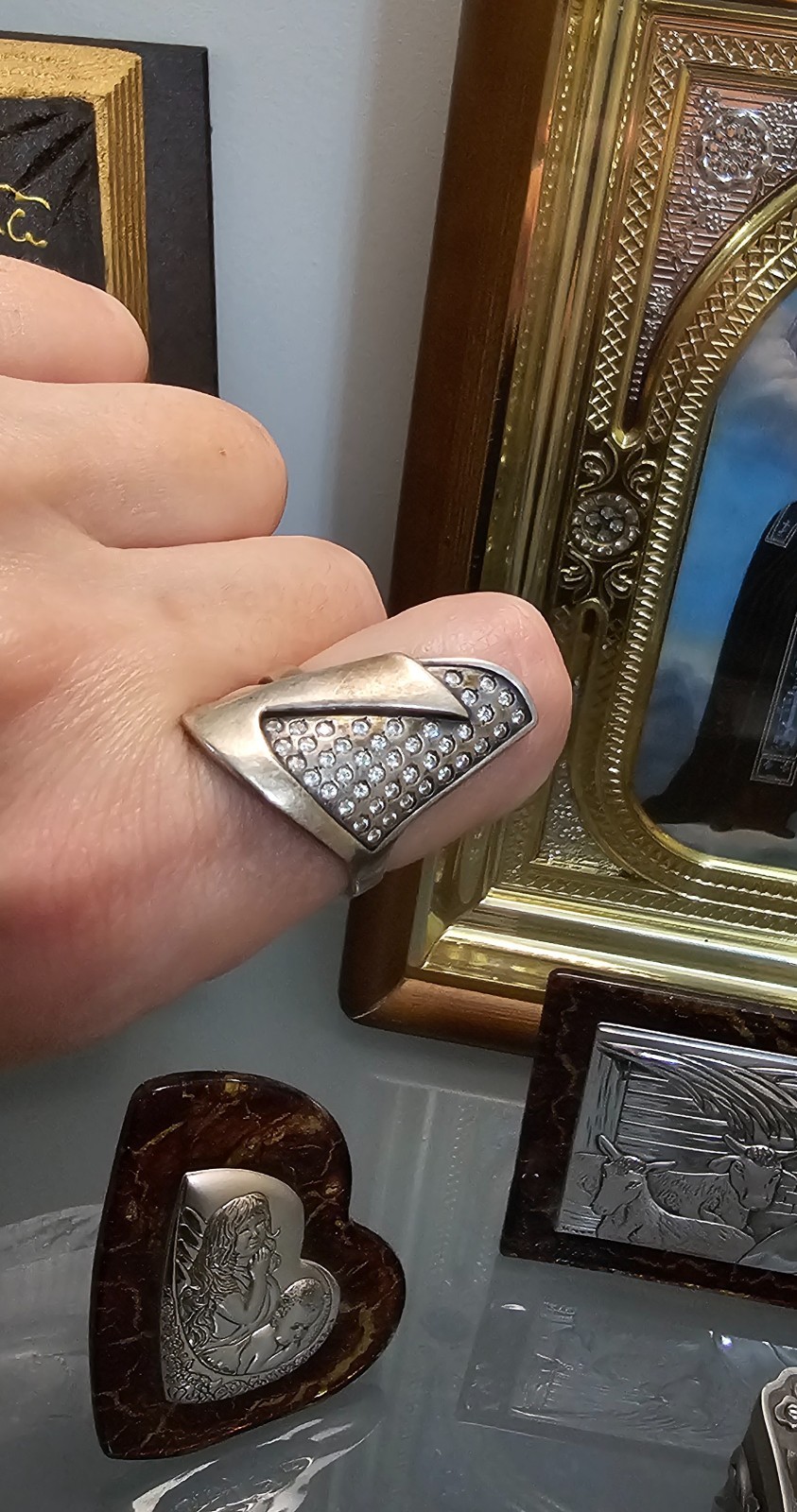 Massive sterling silver (925) statement vintage r… - image 4