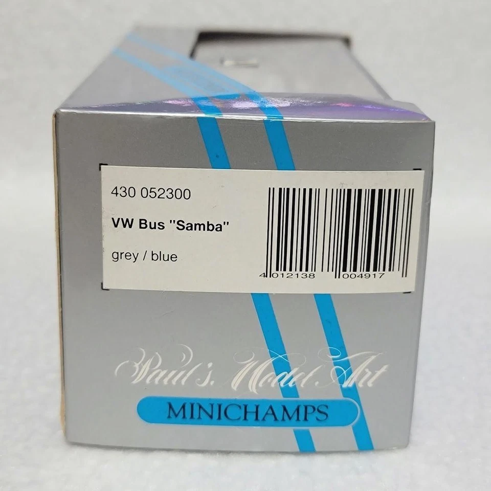 Minichamps 1/43 VW Bus "Samba" grigio blu modello classico auto pressofuso - Immagine 3 di 4