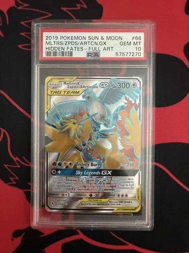 2019 Pokemon Hidden Fates Moltres & Zapdos & Articuno GX 66/68 PSA 10 GEM MINT