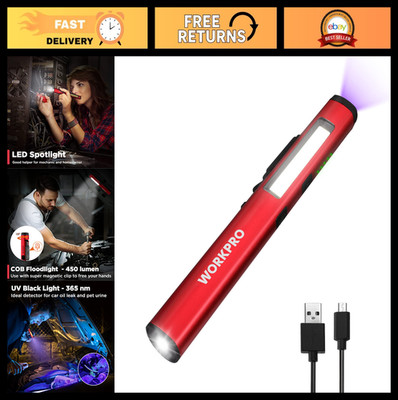 Rechargeable 450 Lumen LED Pen Light with 365nm UV Black Light - Multifunctional