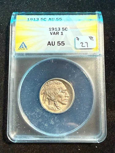 1913 BUFFALO NICKEL VARIETY 1 ANACS AU 55 692