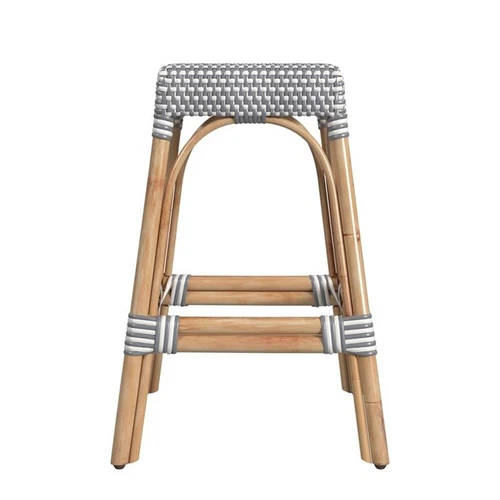 Butler Specialty Company Robias Rattan 24.5" Counter Stool - White And Gray Dot - Picture 5 of 6