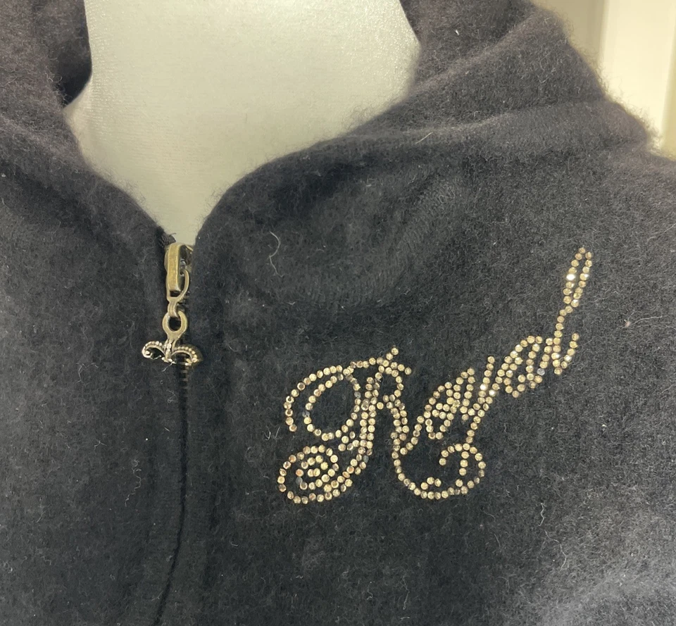 Женский кашемировый свитер с капюшоном на молнии Royal Underground размер S Nikki Sixx 80-е рок - Изображение 2 из 4