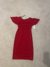CALVIN KLEIN WOMAN'S RED CALF LENGTH SHORT SLEEVE DRESS, SZ 2, BNWT*