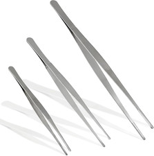 3Pcs Stainless Steel Tweezer Set 8" 10" 12" , Long Tweezers with Precision Serr