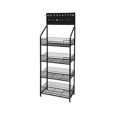 4 Shelves Angled Mobile Merchandising Rack display, Black