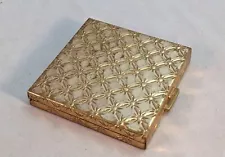 Volupte Powder Compact 1950's Starburst Engraved Design Gold Tone Vintage