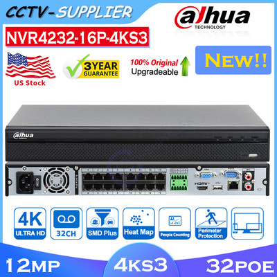 Dahua Original 32CH 16PoE NVR 4K IP Network Video Recorder CCTV NVR4232-16P-4KS3