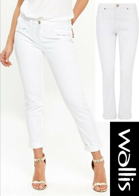 Wallis White Scarlet Roll Up Jeans Slim 