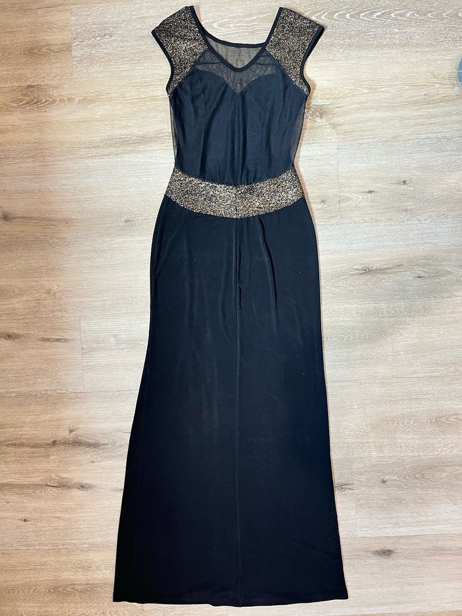Cameo Women's Maxi Dress Contour Long Black & Gold Gutter Blink Party Style 90 Cameo Women's Maxi Dress Contour Long Black & Gold Gutter Blink Party Style 90
