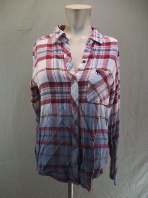 Abercrombie&Fitch Size S Womens Plaid Cotton Blend Round Hem Button Up Shirt 549