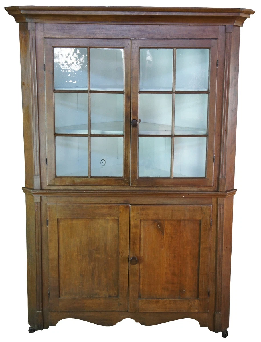 Antique 18th C. Early American Pennsylvania Pine Corner Cupboard