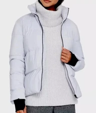 THEORY Stand Puffer CH City Poly Silver NWT $425 Size M