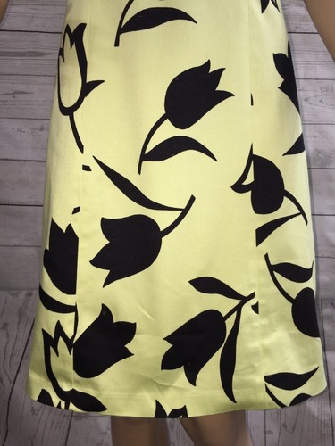 Nine West Dress Size 6 Lime Green Black Floral Print Cute Unique Sundress Small - Picture 5 of 11