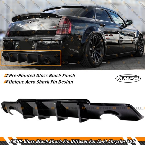 FOR 2012-2014 CHRYSLER 300 300S AMPP GLOSS BLACK SHARK FIN REAR BUMPER DIFFUSER - 第 2/5 張圖片