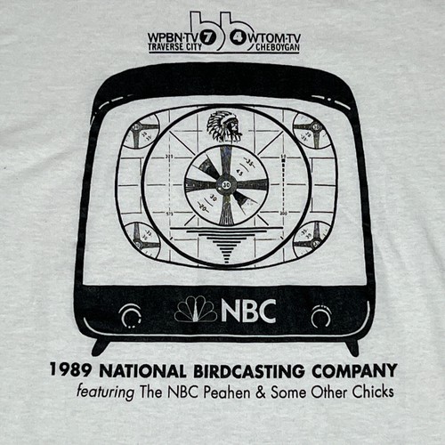 VINTAGE NBC Shirt Adult Extra Large White Single Stitch Screen Stars Indian head - Picture 2 of 8