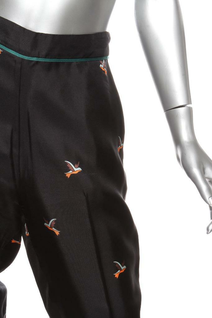 VICTORIA BECKHAM Black Silk Hummingbird Birds Green Side