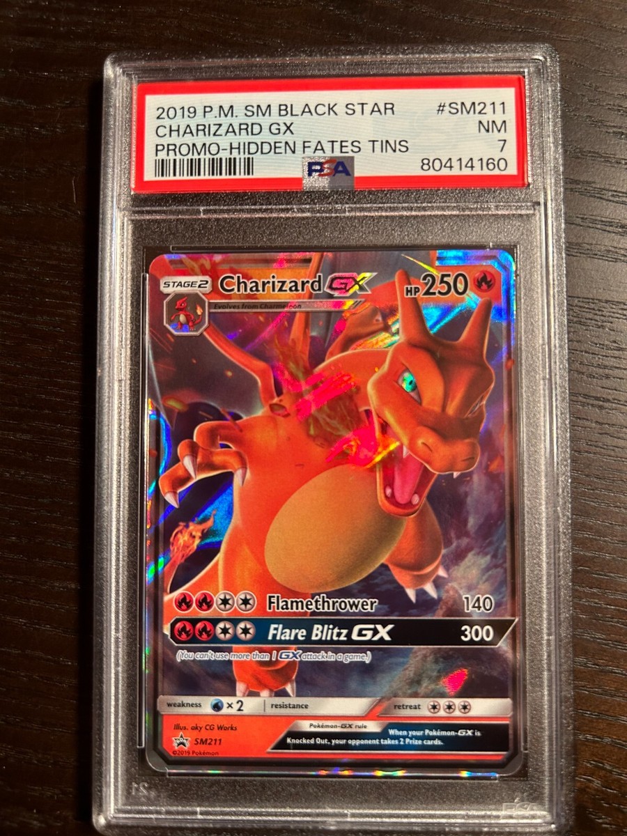 POKEMON 2019 SM Promo Hidden Fates Tins CHARIZARD GX SM211 PSA 7