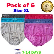 6 Pack High Waist Underwear Silky Nylon Panties Briefs Size XL Lingerie Breathab