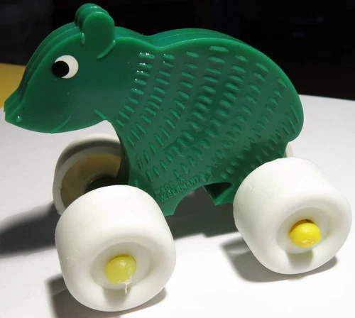 Vintage 1980s German Animal on Wheels Quality Toy Bear Beaver Detailed Rubber 