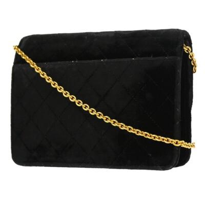 Chanel Black Velvet Chain Shoulder Bag 124738 | eBay