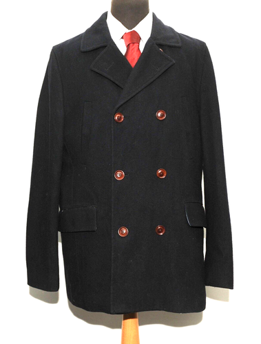 NICE JOHN LEWIS WOOL BLEND PEA COAT DARK BLUE SIZE XL - 第 1/7 張圖片