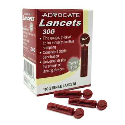 100ct Advocate Sterile Lancets 30G - Twist Top Exp 11/2026+