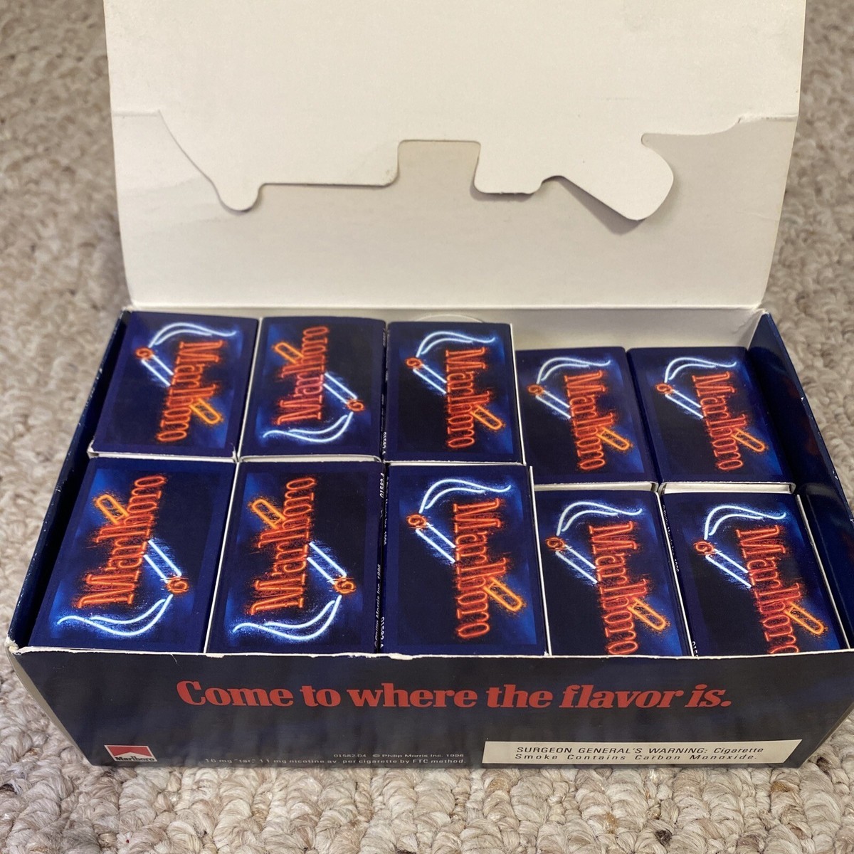 RARE Vintage Box of 47 Marlboro Match Boxes Matchbox Matches Lit
