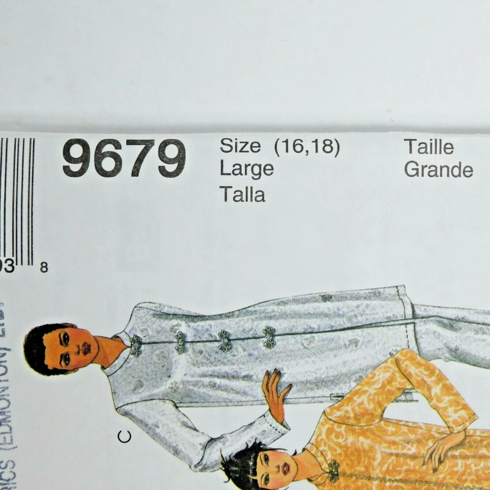 McCalls 9679 Misses Robe Top Pants Sewing Pattern Size 16-18 Uncut Mandarin  - Image 4 of 4