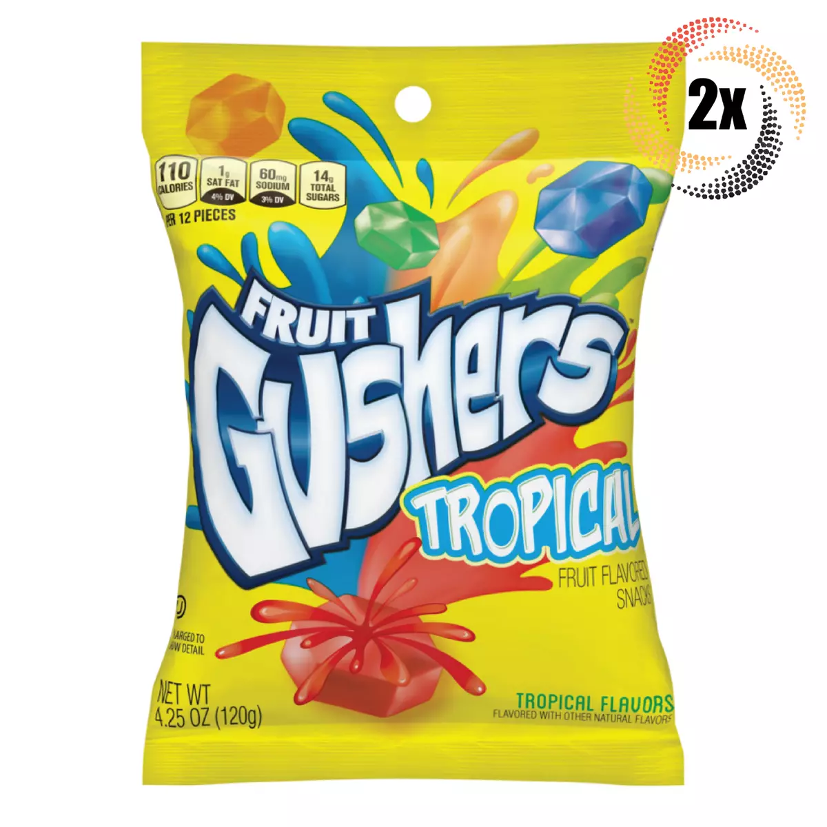 2x Bags Gushers Tropical Flavors Fruit Snacks Candy 4.25oz