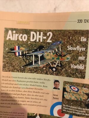Bauplan für Elektroflugzeug Airco DH-2, 80 cm Spannweite