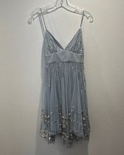 NBD Size XXS Baby Blue Silver Sequin Amber Dr...