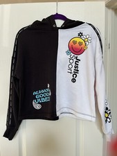 Justice Sport Colorblock Hooded Sweatshirt, GIrls XL 16-18 , Black and White