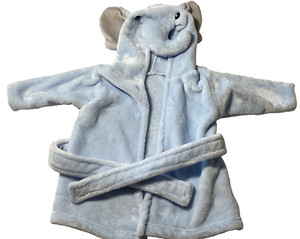 Hudson Baby Animal Plush Hooded Bath robe Blue Elephant 0-9 Months