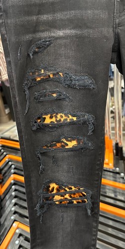 AMIRI HERREN AGED SCHWARZ LEOPARD THRASHER JEANS GRÖSSE 34 NEU MIT ETIKETT - Bild 3 von 7