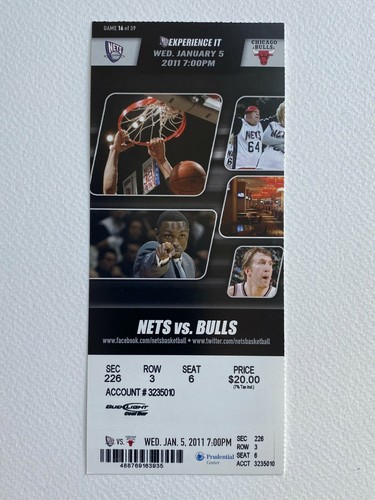 2011 Chicago Bulls at New Jersey Nets Ticket 1/5/11 - Picture 1 of 1