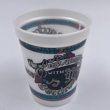1989 Bacchus Souvenir Cup Sing Along Plastic Retro Wine Tumbler Made in USA