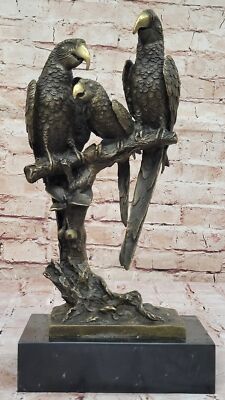 Collector Edition Signed Original Milo Three Brazilian Parrots Bronze Sculpture