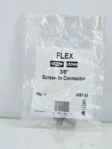 Hubbell-Raco 3/8" Flex Screw-In Connector Conduit Metal Zinc Uninsulated 2281-25 - Picture 3 of 11