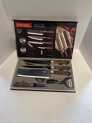 6 PCS Kitchen Knife Set Japanese Damascus Chef Knives Cleaver Set