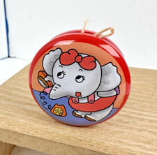 Japanese Metal Return Top Elephant Yoyo's - Rattle in Yo-yo, With Cord, RARE 