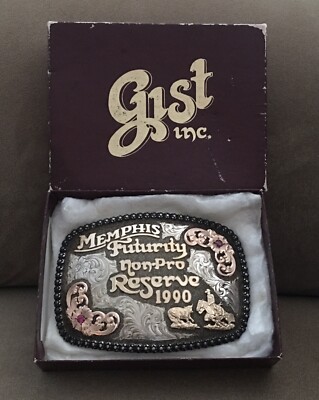 VTG Gist Sterling Silver Gold 1990 Memphis Futurity Champion Trophy Belt Buckle