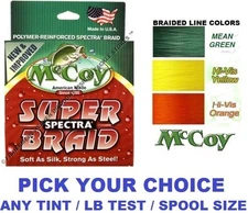 McCoy Fishing Line Braid 150 Yard Bulk 300 YD Spools Any Color Braided LB Test