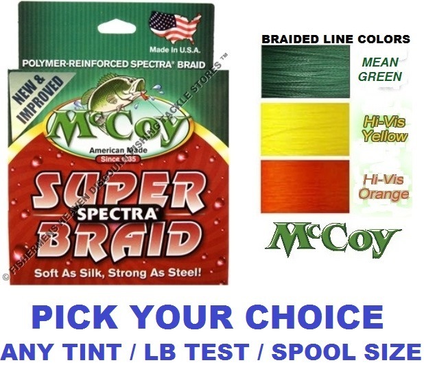 McCoy Fishing Line Braid 150 Yard Bulk 300 YD Spools Any Color Braided