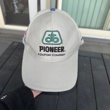 Pioneer A DuPont Company Tan Gray Hat Cap w Multi-color embroidery Snapback