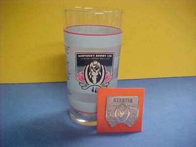 2004 Kentucky Derby Glass& 2004 extremely RARE Starter pin.Beautiful