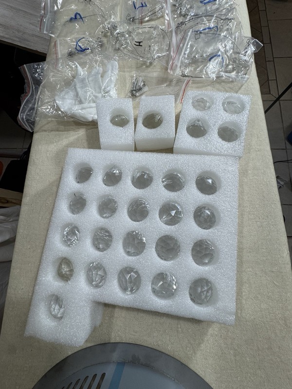 Modern Crystal Ceiling Light Base & Hardware Set (Missing Crystal Balls
